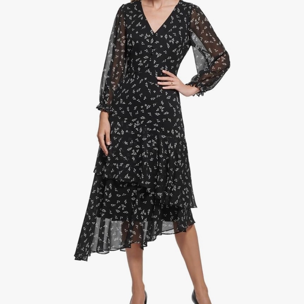 Karl Lagerfeld Women's Floral-Print Asymmetrical Dress